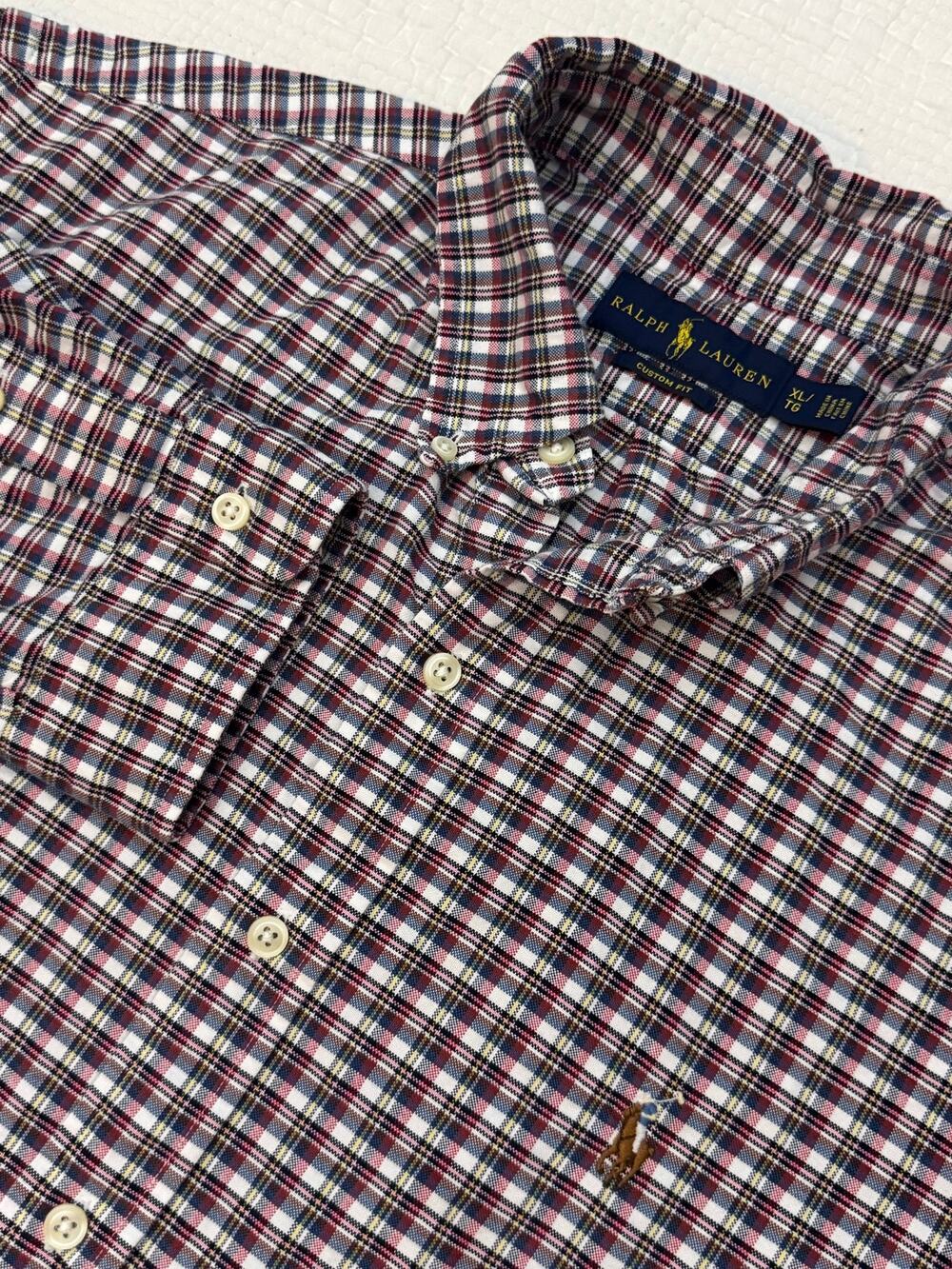 Polo Ralph Lauren Shirt Mens XL Plaid Custom Fit Long Sleeve Button Down Cotton